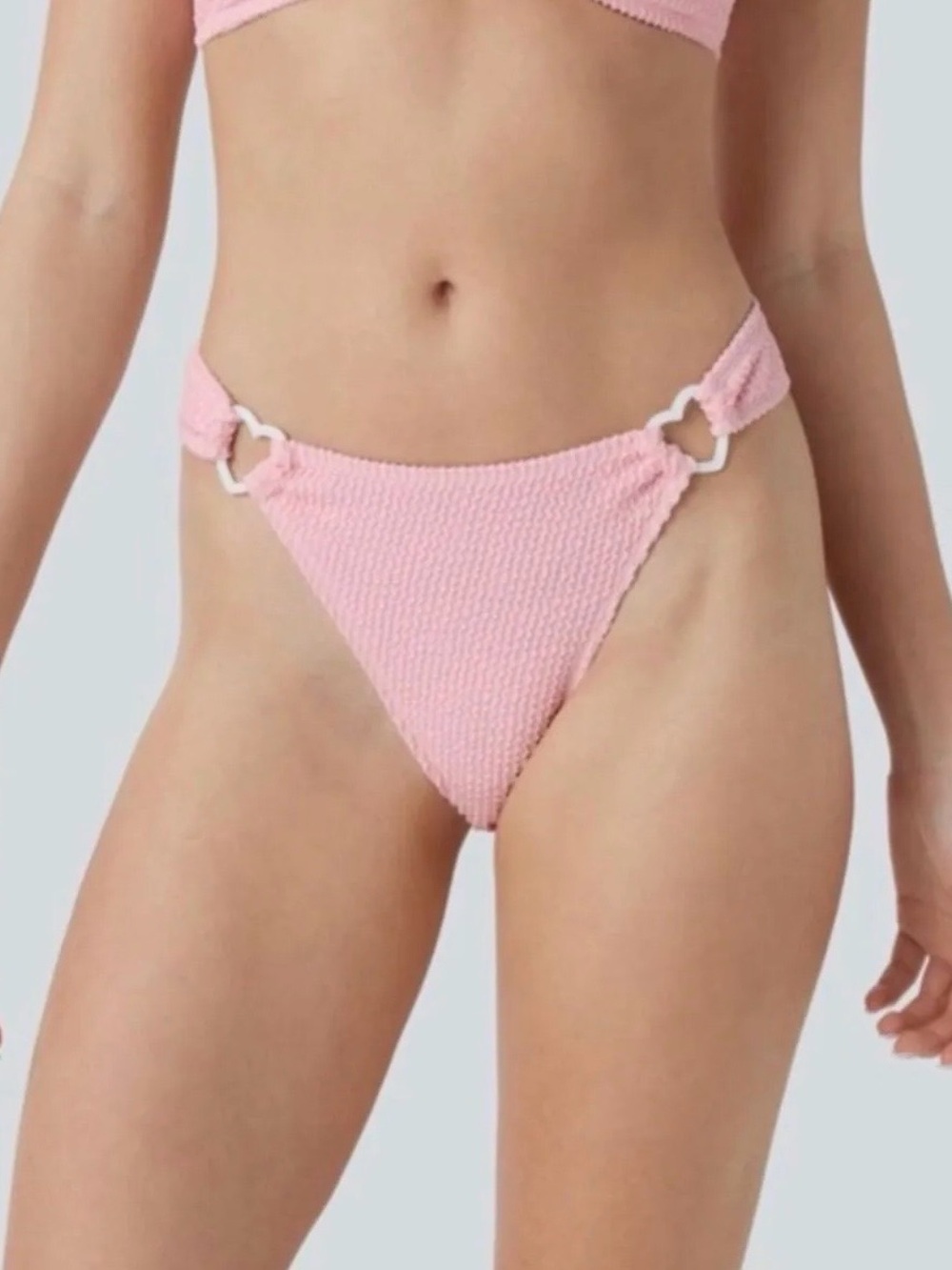 Halara Heart Crinkle High Leg Bikini Bottom Swimsuit Pink